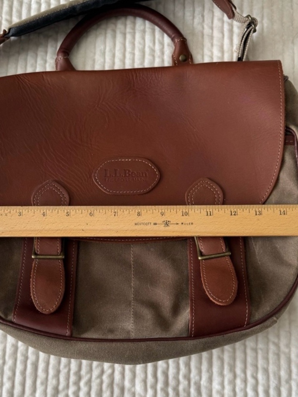 Vintage L.L. Bean Brown Leather & Canvas Messenger / Field Bag - Men's